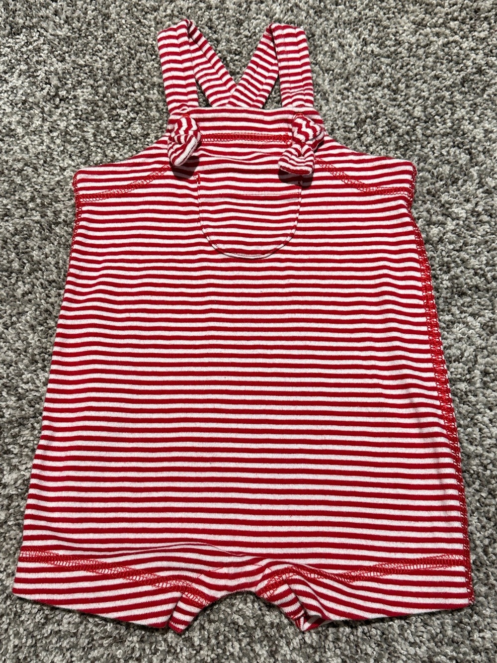 Hanna Andersson baby red & white stripe organic cotton sun suit 3-6m